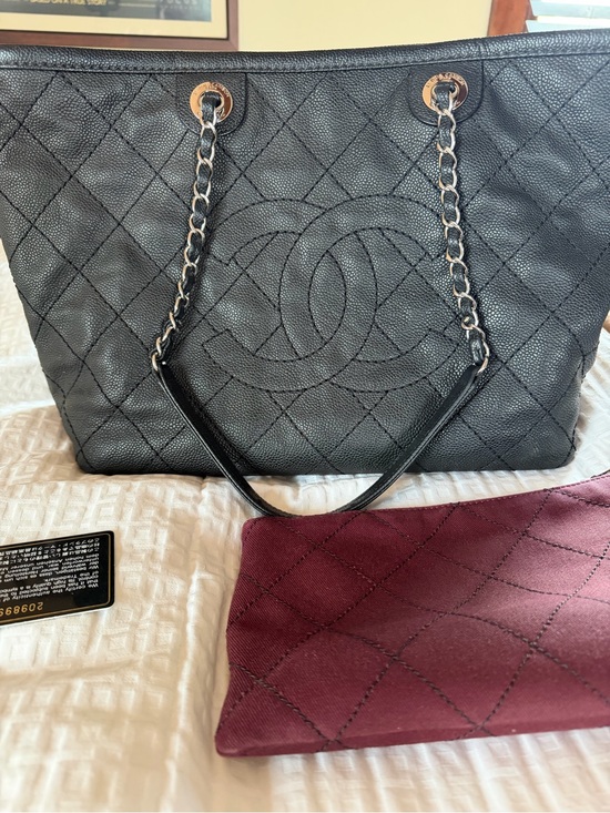 CHANEL Handbags - Chanel Black Caviar Leather Shopper Tote with pouch.